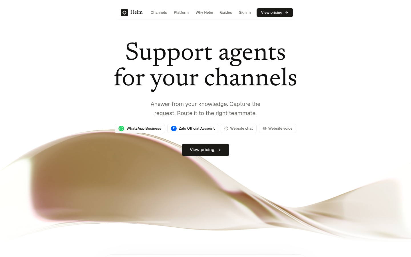 Helm AI customer support product preview